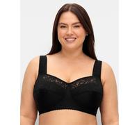 Entlastungs-BH SHEEGO "Große Größen" Gr. 85, Cup F, schwarz, Damen, Obermaterial: 85% Polyamid, 10% Elasthan, 5% Baumwolle, BHs, mit transparenter Spitze, ohne Bügel (29228868-85) schwarz