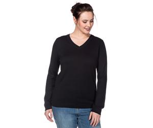 Sheego Feinstrickpullover mit V-Ausschnitt 52/54 schwarz