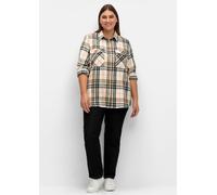 Sheego Flanellbluse mit mehrfarbigem Webkaro 46 jade-elfenbein-kariert