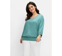 Sheego Fledermausshirt mit Minimalprint 52/54 jade-gemustert