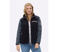 Sheego Fleecejacke im Mix aus Fleece und Strick 42 marine-meliert