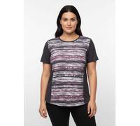 Sheego Funktionsshirt atmungsaktiv und schnell trocknend 46 schwarz-hortensie-bedruckt