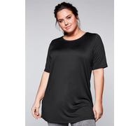 Longshirt SHEEGO "Longshirt", Damen, Gr. 44/46, schwarz, 90% Polyester, 10% Elasthan, unifarben, Rundhals, Shirts Longshirt (18269658-44) schwarz