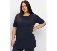 Longshirt SHEEGO "Longshirt", Damen, Gr. 48/50, blau (marine), 90% Polyester, 10% Elasthan, unifarben, Rundhals, Shirts Longshirt (57296151-48) marine