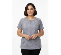 Sheego Funktionsshirt mit Raffungen 48/50 taubenblau-meliert
