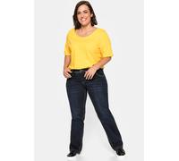 Stretch-Jeans SHEEGO "Große Größen", Damen, Gr. 112, Langgrößen, blau (dunkelblau denim), Obermaterial: 98% Baumwolle, 2% Elasthan, unifarben, casual, lang, Jeans 5-Pocket-Jeans, mit gerader Beinform,