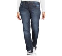 Stretch-Jeans SHEEGO, Damen, Gr. 50, Normalgrößen, blau (dunkelblau denim), 98% Baumwolle, 2% Elasthan, unifarben, lang, Jeans (36636109-50) dunkelblau denim