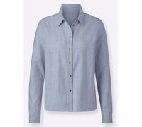 Sheego Hemdbluse aus Baumwoll-Stoff 48 taubenblau-meliert
