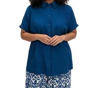 Sheego Hemdbluse Bluse Damen Kurzarm blaubeere figurumspielend Viskose