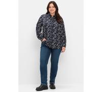 Hemdbluse SHEEGO "Große Größen" Gr. 58, schwarz (schwarz, bedruckt) Damen Blusen (74917946-58) schwarz, schwarz bedruckt