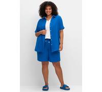 Hemdbluse SHEEGO, Damen, Gr. 56, blau (kobaltblau), 100% Baumwolle, unifarben, Blusen (13608544-56) kobaltblau