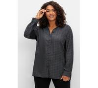 Sheego Hemdbluse mit Alloverprint 56 schwarz-gemustert