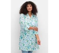 Longbluse SHEEGO, Damen, Gr. 50, beige (ecru, gemustert), 100% Baumwolle, bedruckt, geblümt, gemustert, mehrfarbig, Blusen Longbluse (98979903-50) ecru, gemustert