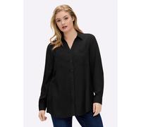 Langarmbluse SHEEGO, Damen, Gr. 54, schwarz, 100% Viskose, unifarben, V-Ausschnitt, Blusen (18378564-54) schwarz