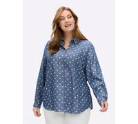 Sheego Hemdbluse mit krempelbaren Ärmeln 48 blue-bleached-bedruckt