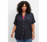 Hemdbluse SHEEGO, Damen, Gr. 46, blau (tiefblau), 100% Viskose, unifarben, Blusen Hemdbluse (68354910-46) tiefblau
