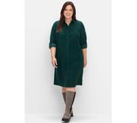 Sheego Hemdblusenkleid aus weichem Cord 52 tiefgrün