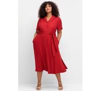 Sheego Hemdblusenkleid in Crêpe-Qualität 56 rot