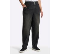 Sheego High-waist-Jeans mit Bundfalten und Barrel-Leg 56 graphit denim