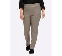 Dehnbund-Hose STEHMANN, Damen, Gr. 46, Normalgrößen, grau (taupe), 72% Viskose, 25% Polyamid, 3% Elasthan, unifarben, lang, Hosen (724933-46) taupe