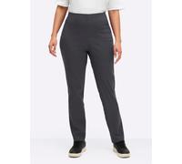 Dehnbund-Hose STEHMANN, Damen, Gr. 25, Kurzgrößen, grau (grafit), 72% Viskose, 25% Polyamid, 3% Elasthan, unifarben, lang, Hosen, Topseller (593895-25) grafit