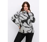 Sheego Jacquard-Pullover mit Glitzergarn, floral 46 schwarz-ecru-gemustert