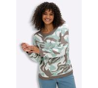 Sheego Jacquard-Pullover mit unifarbenen Abschlüssen 44 kalkmint-taupe-gemustert