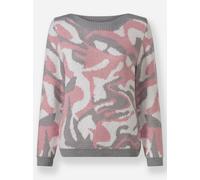 Sheego Jacquard-Pullover mit unifarbenen Abschlüssen 54 hortensie-steingrau-gemustert