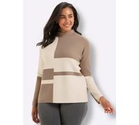 Sheego Jacquard-Pullover , Rückenteil einfarbig 48 beige-ecru-gemustert