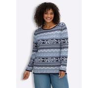 Sheego Jacquardpullover aus reiner Pima-Baumwolle 50 marine-bleu-gemustert