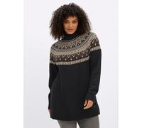 Sheego Jacquardpullover im Norweger-Stil 44/46 schwarz-beige-gemustert