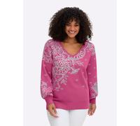 Sheego Jacquardpullover mit Blüten 56/58 pink-fuchsia-gemustert