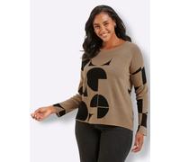 Sheego Jacquardpullover mit grafischem Muster 54 camel-schwarz-gemustert