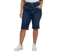 Sheego Jeans Hose Bermudas Capri Damen Curvy Anne High Waist, Stretch Denim, Dark Blue Denim, Kurze Hose, große Größen