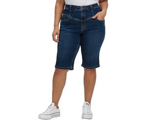 Sheego Jeans Hose Bermudas Capri Damen Curvy Anne High Waist, Stretch Denim, Dark Blue Denim, Kurze Hose, große Größen