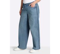 Sheego Jeans mit geflochtenen Streifen am weiten Bein 42 blue-bleached