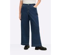 Sheego Jeans mit weitem Bein und Galonstreifen 58 blue-stone-washed