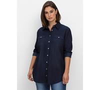 Sheego Jeansbluse mit Druckknöpfen 44 dark blue denim
