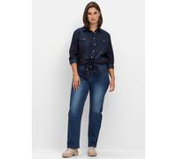 Sheego Jeansbluse mit Druckknöpfen 50 dark blue denim
