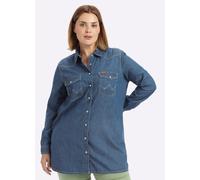 Longbluse CASUAL LOOKS, Damen, Gr. 38, blau (blau, bleached), 100% Baumwolle, unifarben, Blusen Longbluse (20726954-38) blau, bleached