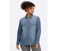 Sheego Jeansbluse mit Glitzersteinchen 40 blue-bleached