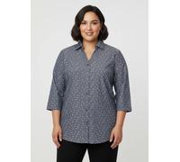 Sheego Jeansbluse mit Schmetterlings-Druck 56 blue-bleached