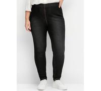 Jeansleggings SHEEGO, Damen, Gr. 54, Normalgrößen, schwarz (schwarz denim), 81% Baumwolle, 17% Polyester, 2% Elasthan, unifarben, lang, Jeans (24170944-54) schwarz denim