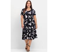 Sheego Jerseykleid in A-Form 22 marine-flieder-bedruckt