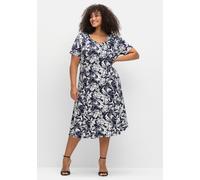 Sheego Jerseykleid in leicht ausgestellter Form 36 marine-ecru-bedruckt