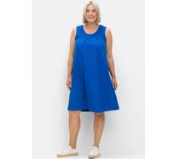 Jerseykleid SHEEGO "Jerseykleid", Damen, Gr. 50, Normalgrößen, blau (kobaltblau), Jersey, 100% Baumwolle, unifarben, kurz, Rundhals, Kleider Jerseykleid (13609302-50) kobaltblau