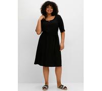 Sheego Jerseykleid mit Bindegürtel 52 schwarz