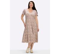 Sheego Jerseykleid mit Flügelärmeln 36 hortensie-gelb-bedruckt
