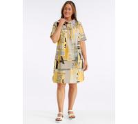 Sheego Jerseykleid mit Lettering-Print 46 ocker-sand-bedruckt