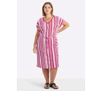 Sheego Jerseykleid mit Streifenmuster und Bindeband 40 weiß-rot-gestreift